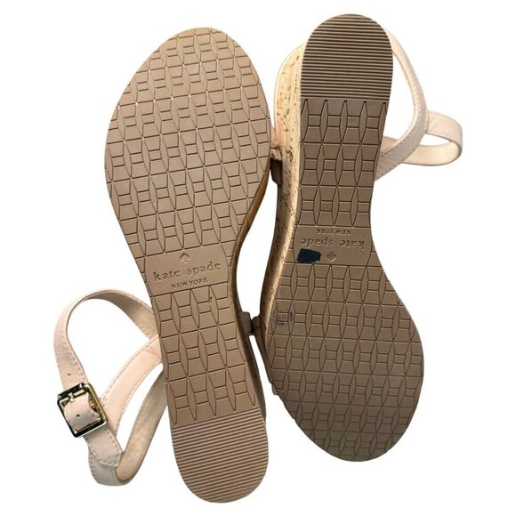 KATE SPADE NY Tomas NEW Leather Platform Wedge Sandal Strappy Nude Womens Sz 10M - Picture 12 of 13